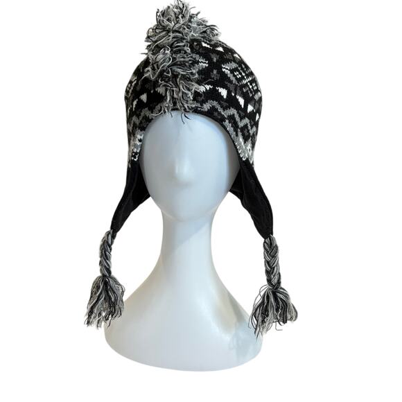 Nordic Alpine Boys Ear Flap Mohawk Beanie Fleece Lined Hat Cap Black One Size - Picture 1 of 8